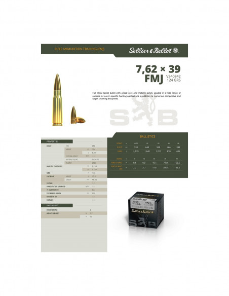 Cartouches SB 762x39 FMJ 124gr x50