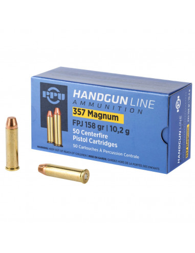 Cartouches PPU   357 Mag 158gr Flat Point FPJ...