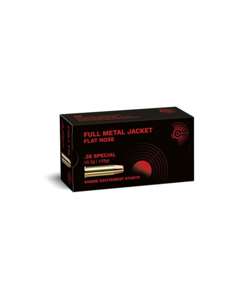 Cartouches GECO Cal. 38 SPECIAL FLAT NOSE FMJ 158 GR
