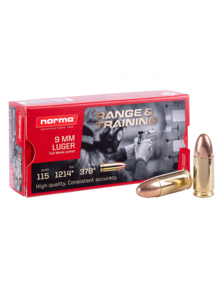 NORMA 9mm FMJ-115gr    Lot de 1000